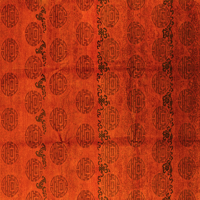 Square Machine Washable Oriental Yellow Industrial Rug, wshurb1293yw