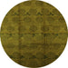 Round Oriental Green Industrial Rug, urb1293grn