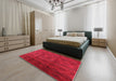 Mid-Century Modern Red Oriental Rug in a Bedroom, urb1293