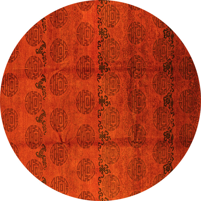 Round Machine Washable Oriental Yellow Industrial Rug, wshurb1293yw
