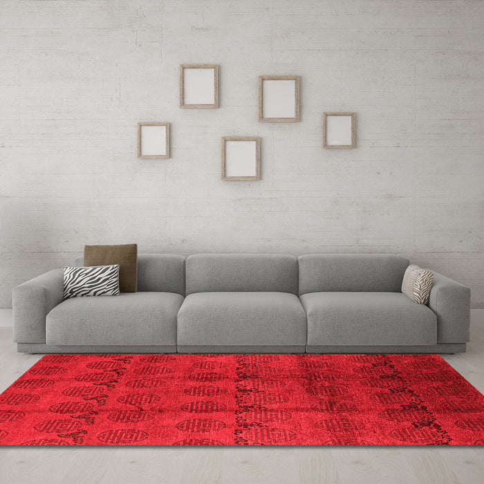 Industrial Red Washable Rugs