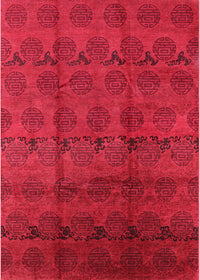 Machine Washable Industrial Modern Red Rug, wshurb1293