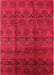 Machine Washable Industrial Modern Red Rug, wshurb1293