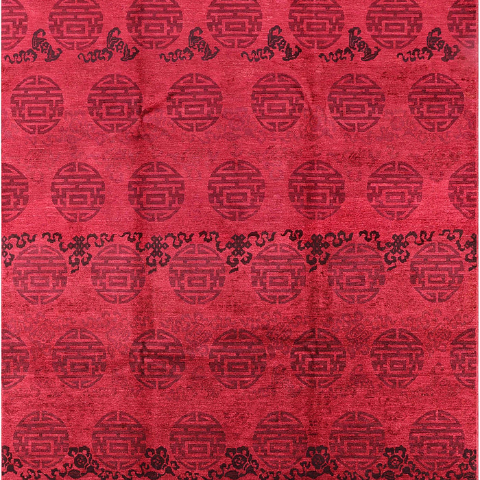 Machine Washable Industrial Modern Red Rug, wshurb1293
