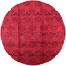 Round Machine Washable Industrial Modern Red Rug, wshurb1293