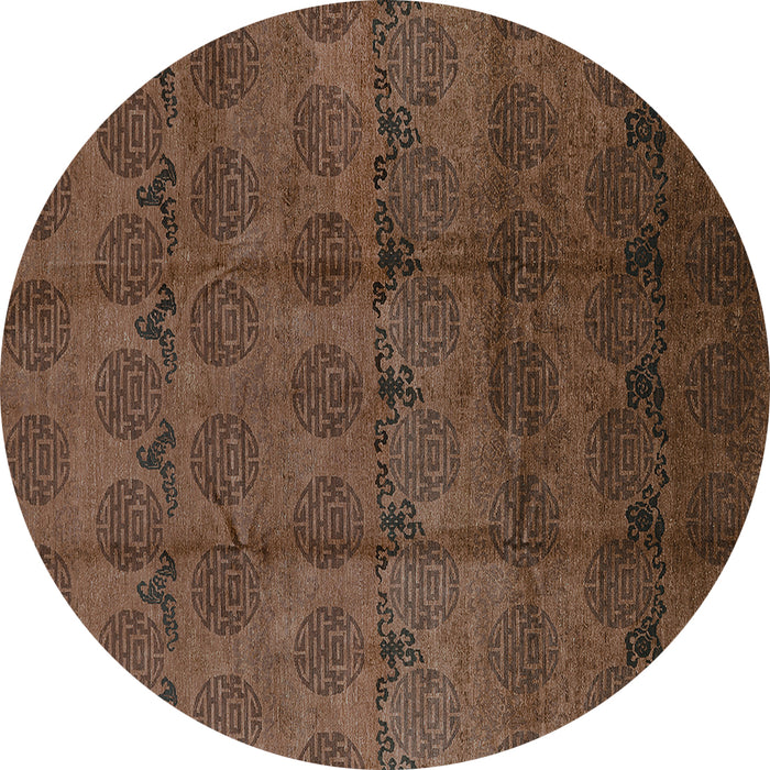 Round Oriental Turquoise Industrial Rug, urb1293turq