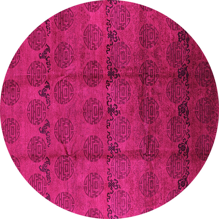 Round Oriental Pink Industrial Rug, urb1293pnk