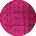 Round Oriental Pink Industrial Rug, urb1293pnk