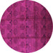 Round Oriental Purple Industrial Rug, urb1293pur