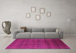 Machine Washable Oriental Purple Industrial Area Rugs in a Living Room, wshurb1293pur