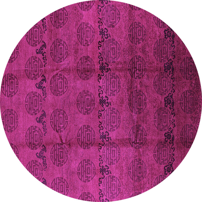 Round Machine Washable Oriental Purple Industrial Area Rugs, wshurb1293pur