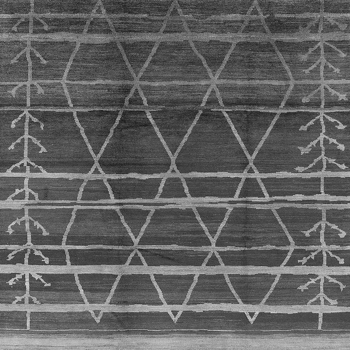 Square Machine Washable Oriental Gray Industrial Rug, wshurb1294gry