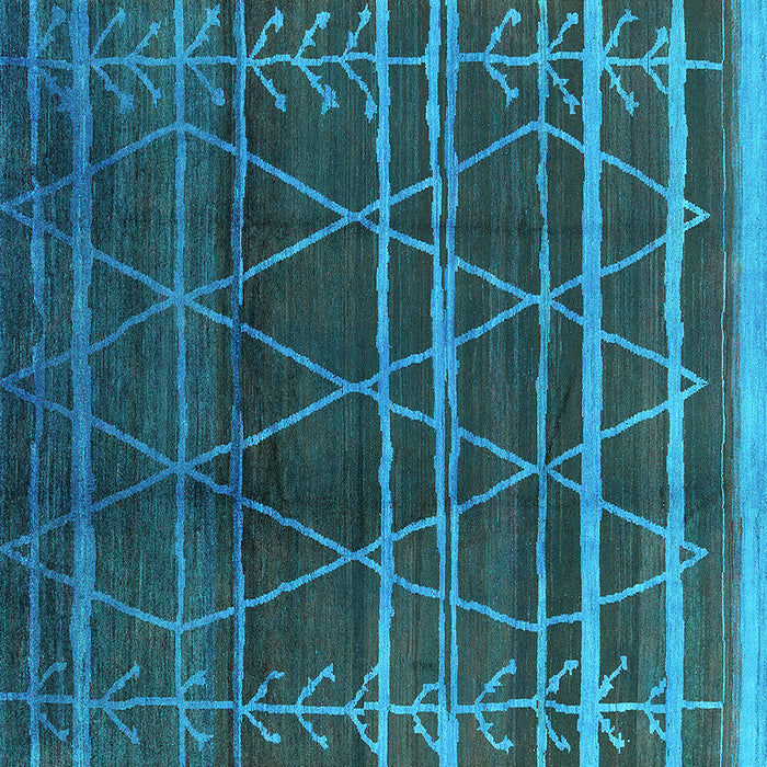 Square Machine Washable Oriental Turquoise Industrial Area Rugs, wshurb1294turq