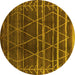 Round Oriental Yellow Industrial Rug, urb1294yw