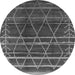 Round Machine Washable Oriental Gray Industrial Rug, wshurb1294gry