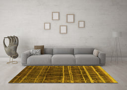 Machine Washable Oriental Yellow Industrial Rug in a Living Room, wshurb1294yw