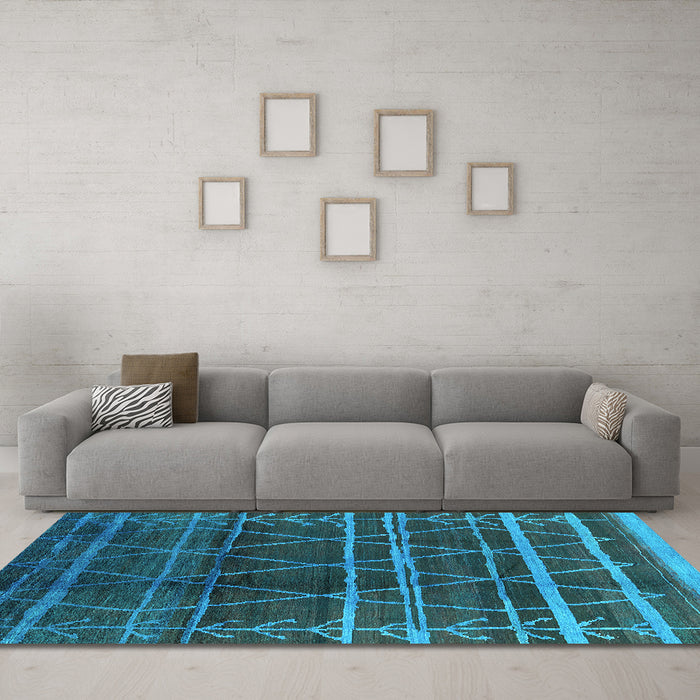 Machine Washable Oriental Turquoise Industrial Area Rugs in a Living Room,, wshurb1294turq