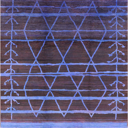 Square Mid-Century Modern Plum Purple Oriental Rug, urb1294