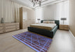 Mid-Century Modern Plum Purple Oriental Rug in a Bedroom, urb1294