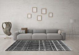 Machine Washable Oriental Gray Industrial Rug in a Living Room,, wshurb1294gry