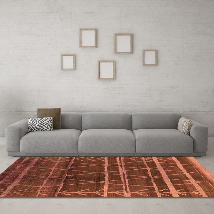 Machine Washable Oriental Orange Industrial Area Rugs in a Living Room, wshurb1294org
