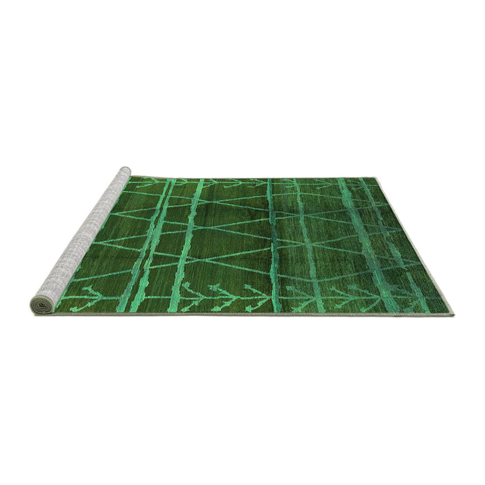 Sideview of Machine Washable Oriental Green Industrial Area Rugs, wshurb1294grn