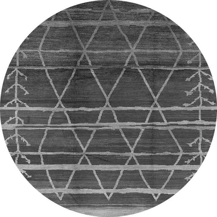 Round Oriental Gray Industrial Rug, urb1294gry