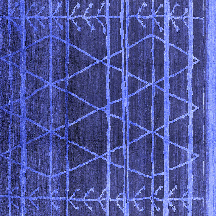 Square Machine Washable Oriental Blue Industrial Rug, wshurb1294blu