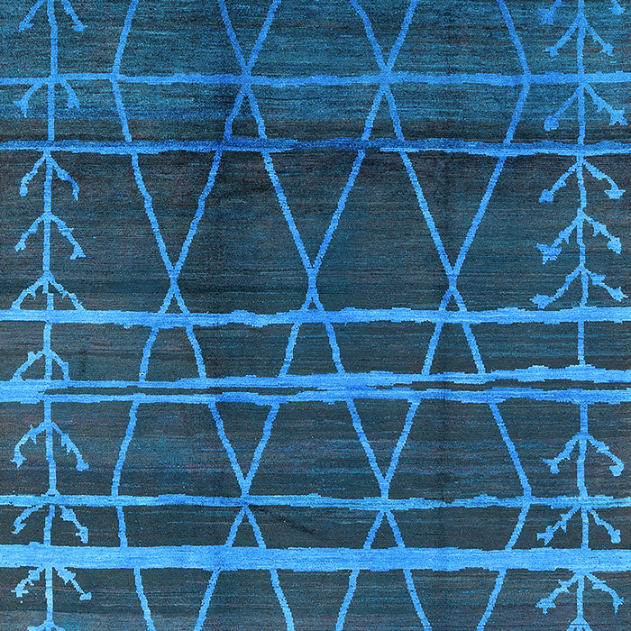 Machine Washable Oriental Light Blue Industrial Rug, wshurb1294lblu