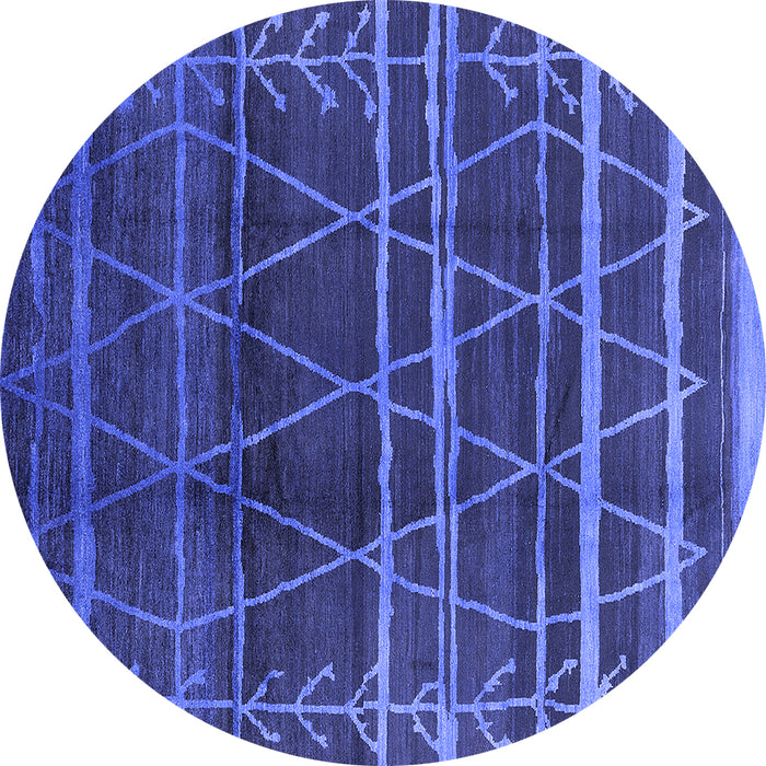 Round Oriental Blue Industrial Rug, urb1294blu