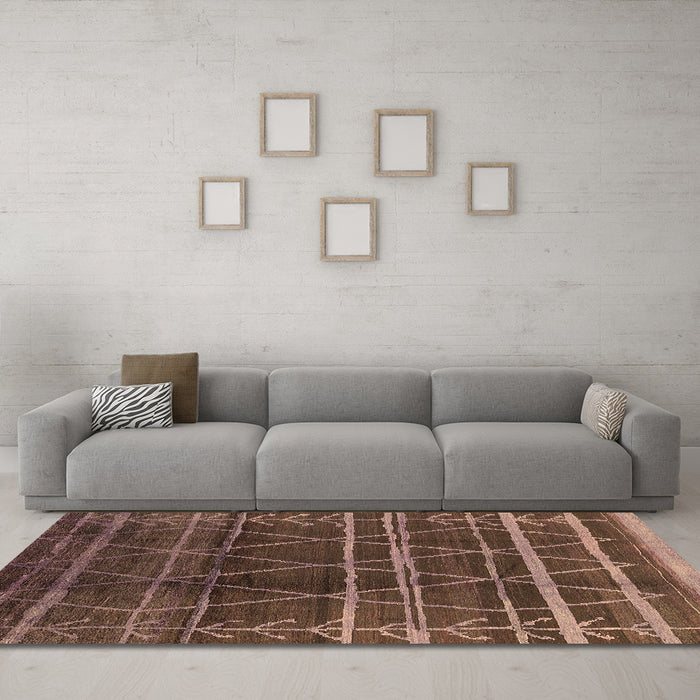 Machine Washable Oriental Brown Industrial Rug in a Living Room,, wshurb1294brn