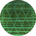 Round Oriental Green Industrial Rug, urb1294grn