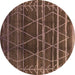 Round Oriental Brown Industrial Rug, urb1294brn