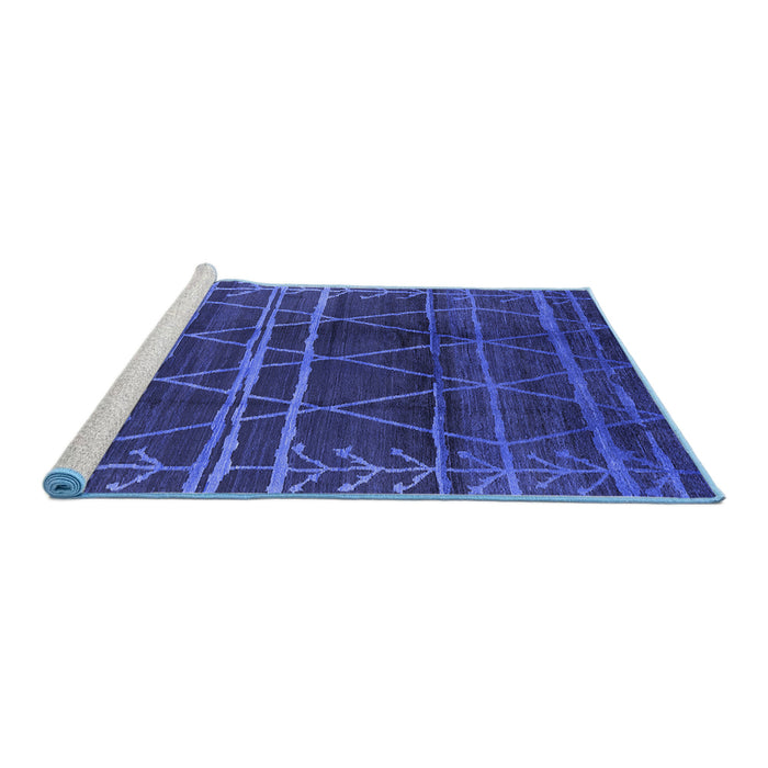 Sideview of Machine Washable Oriental Blue Industrial Rug, wshurb1294blu