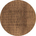 Round Oriental Brown Industrial Rug, urb1295brn