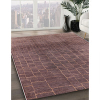 Mid-Century Modern Maroon Purple Oriental Rug, urb1295