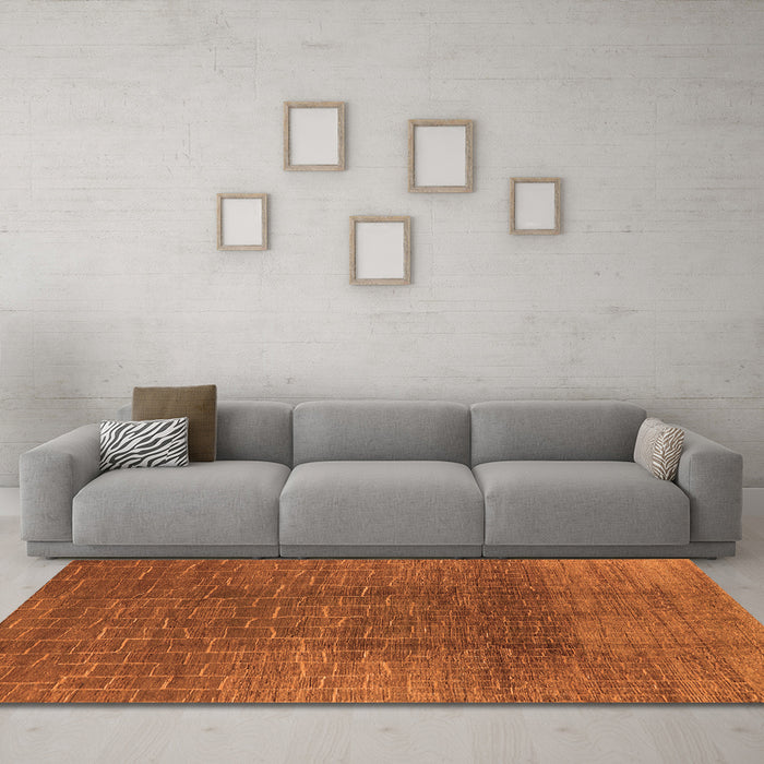 Machine Washable Oriental Orange Industrial Area Rugs in a Living Room, wshurb1295org
