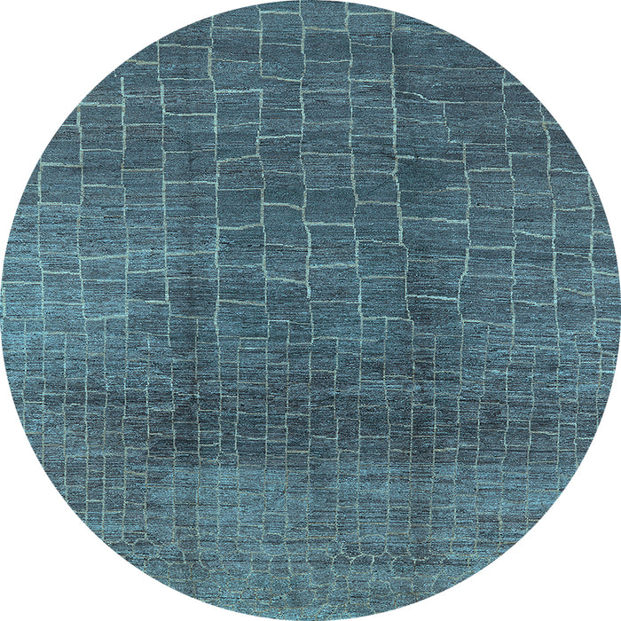 Round Machine Washable Oriental Light Blue Industrial Rug, wshurb1295lblu