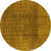 Round Oriental Yellow Industrial Rug, urb1295yw