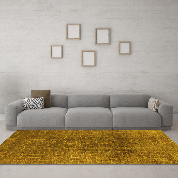 Machine Washable Oriental Yellow Industrial Rug in a Living Room, wshurb1295yw