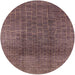 Round Mid-Century Modern Maroon Purple Oriental Rug, urb1295