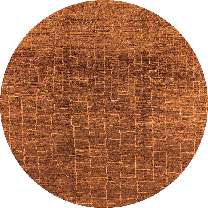 Round Machine Washable Oriental Orange Industrial Area Rugs, wshurb1295org