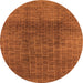 Round Machine Washable Oriental Orange Industrial Area Rugs, wshurb1295org