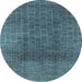 Round Oriental Light Blue Industrial Rug, urb1295lblu