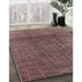 Mid-Century Modern Maroon Purple Oriental Rug in Family Room, urb1295