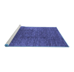 Sideview of Machine Washable Oriental Blue Industrial Rug, wshurb1295blu