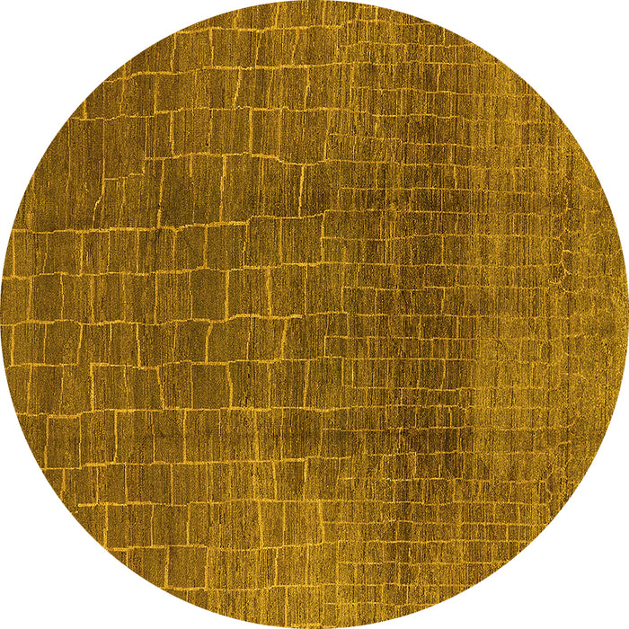 Round Machine Washable Oriental Yellow Industrial Rug, wshurb1295yw