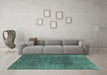 Machine Washable Oriental Turquoise Industrial Area Rugs in a Living Room,, wshurb1295turq