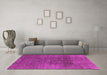 Machine Washable Oriental Pink Industrial Rug in a Living Room, wshurb1295pnk