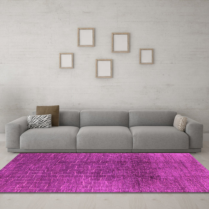 Machine Washable Oriental Pink Industrial Rug in a Living Room, wshurb1295pnk